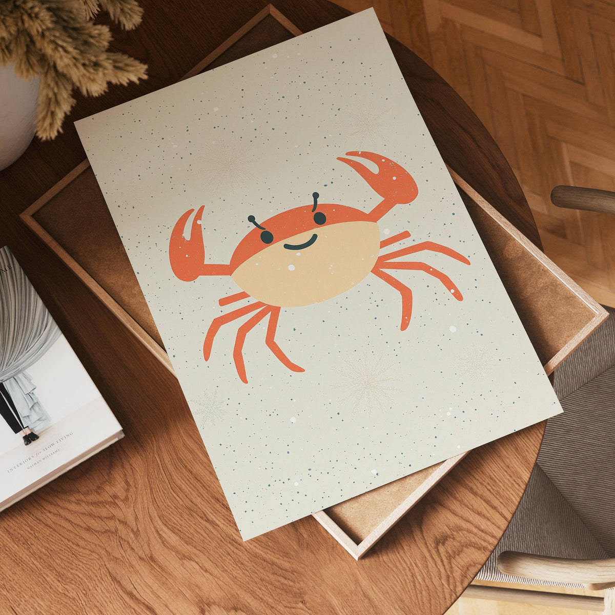 Happy Crab – affisch med snyggt motiv, köp enkelt hos Bozetto i flera storlekar i hög tryckkvalitet