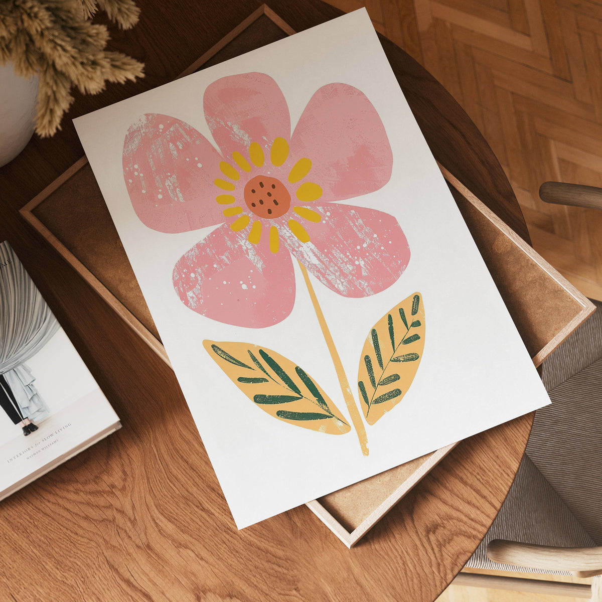 Pink Flower poster visad rakt fram – Bozetto affisch i hög tryckkvalitet i hög tryckkvalitet
