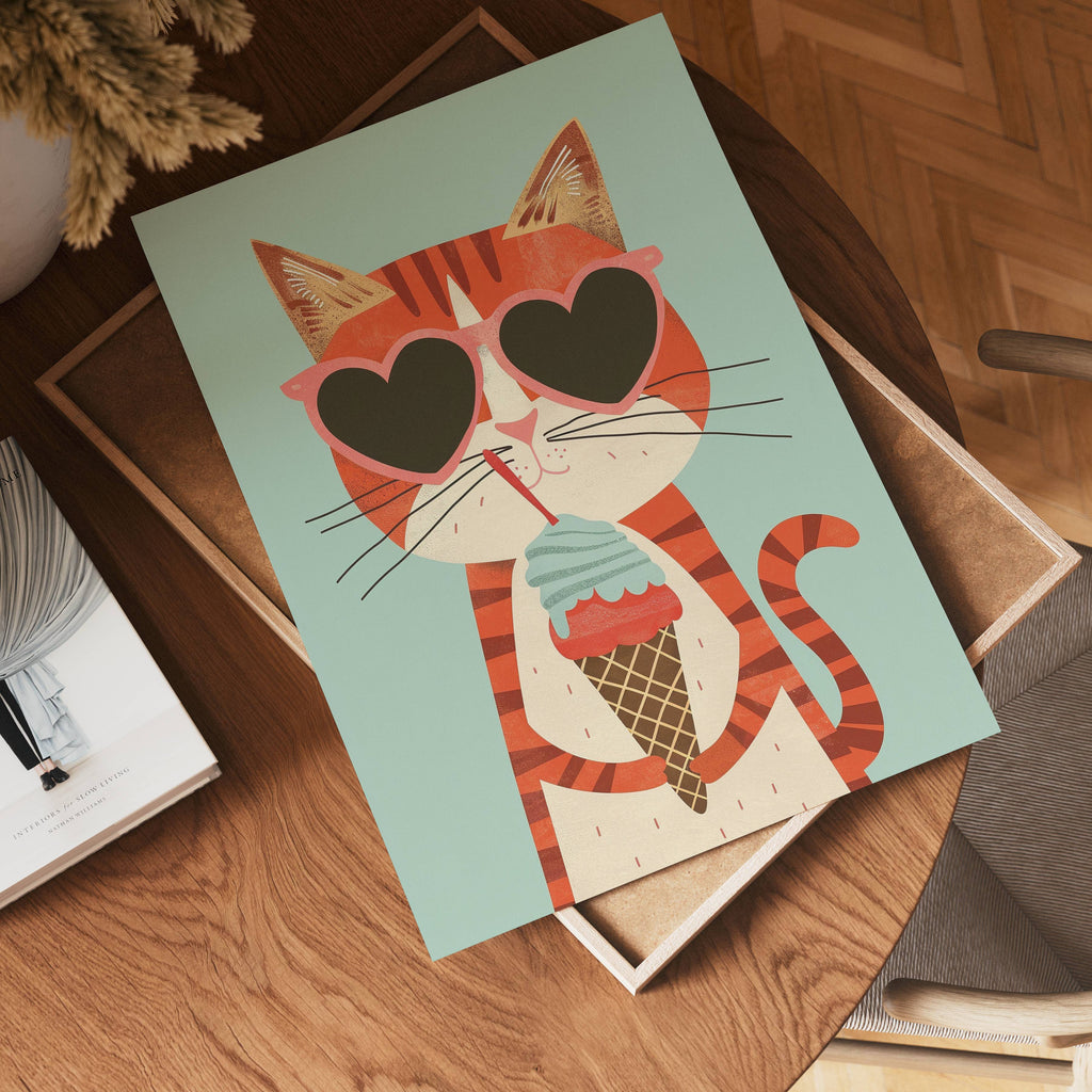 Cool Cat Ice Cream poster visad rakt fram – Bozetto affisch i hög tryckkvalitet i hög tryckkvalitet