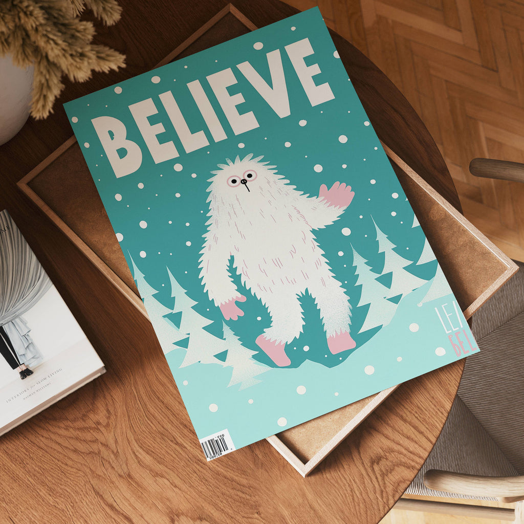 Believe Yeti – affisch med snyggt motiv, köp enkelt hos Bozetto i flera storlekar