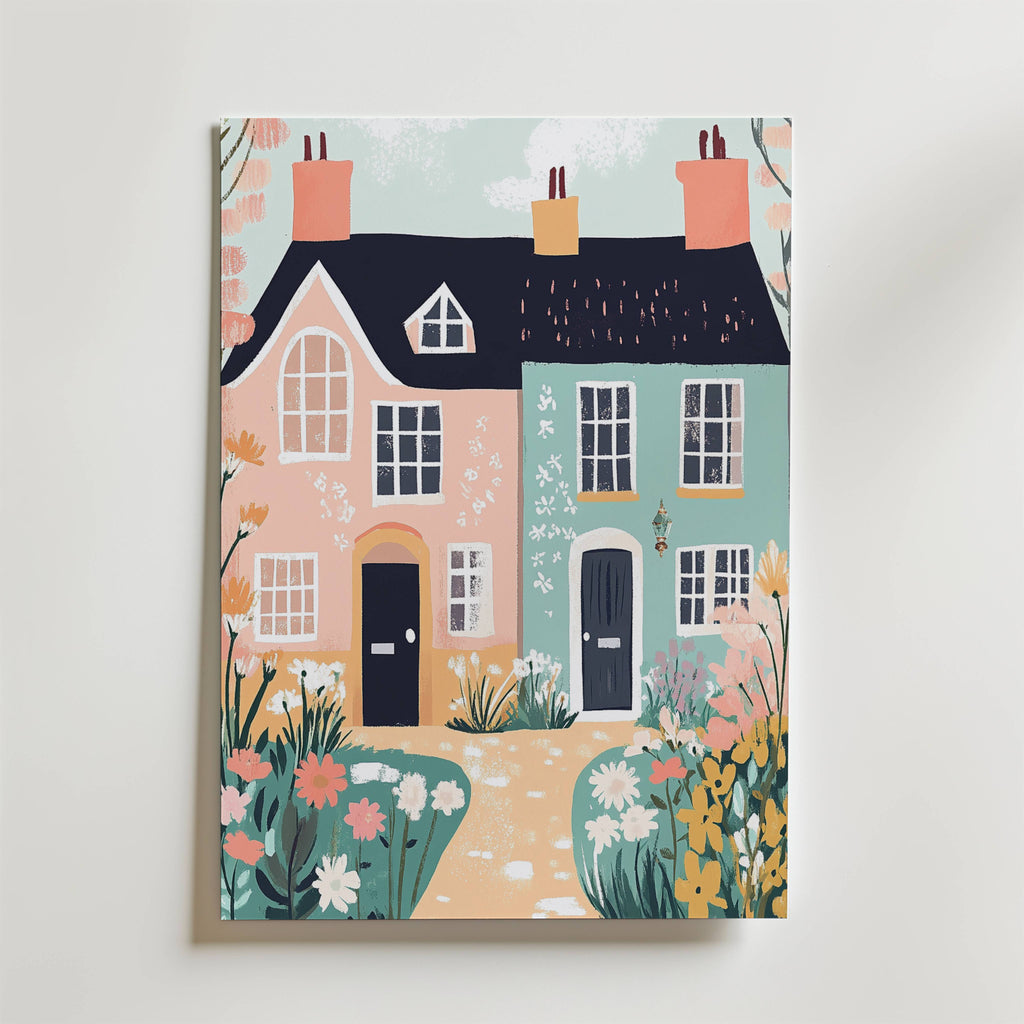 Cottage Garden – stilfullt konsttryck från Bozetto, tryckt på matt finpapper i hög tryckkvalitet