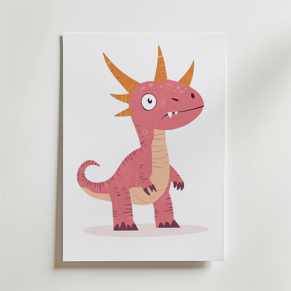 Pink Dino – stilfullt konsttryck från Bozetto, tryckt på matt finpapper i hög tryckkvalitet