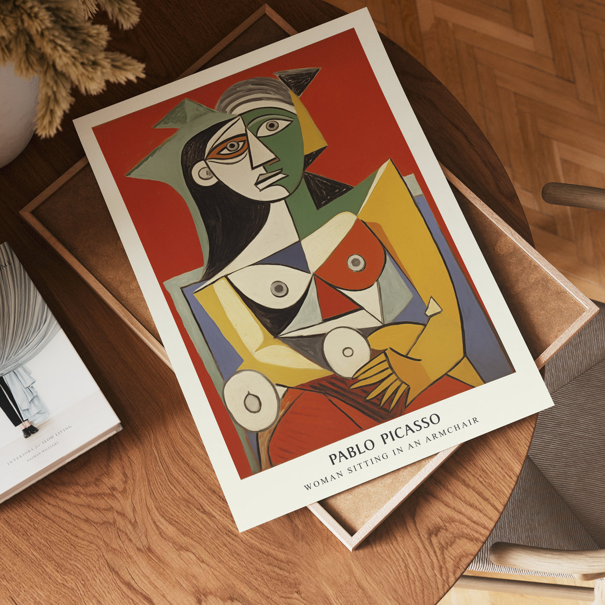 Picasso Woman Sitting In – affisch med stilfullt motiv från Bozetto i hög kvalitet