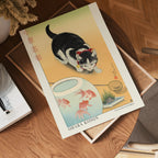 Cat and Bowl of Goldfish – affisch med stilfullt motiv från Bozetto i hög kvalitet