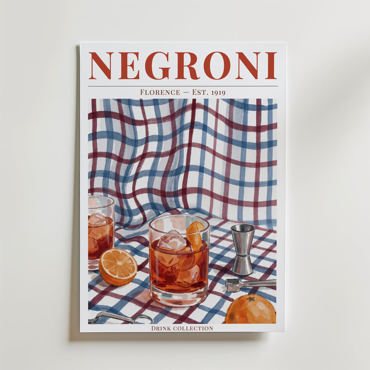 Negroni affisch inramad i neutral ram – se hur konsttrycket ser ut, Bozetto i hög tryckkvalitet