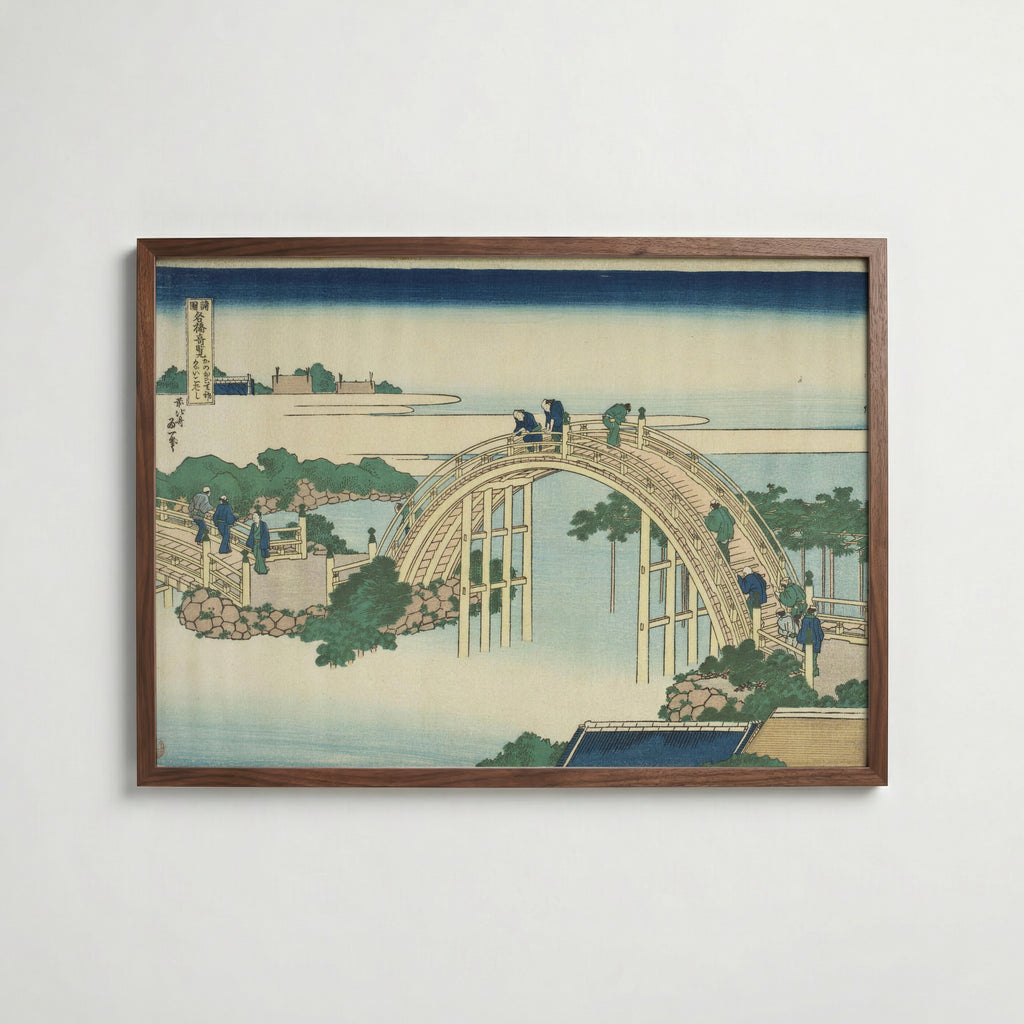 Katsushika Hokusai Drum Bridge at Kameido Tenjin Shrine 1834 Poster – valnötsram