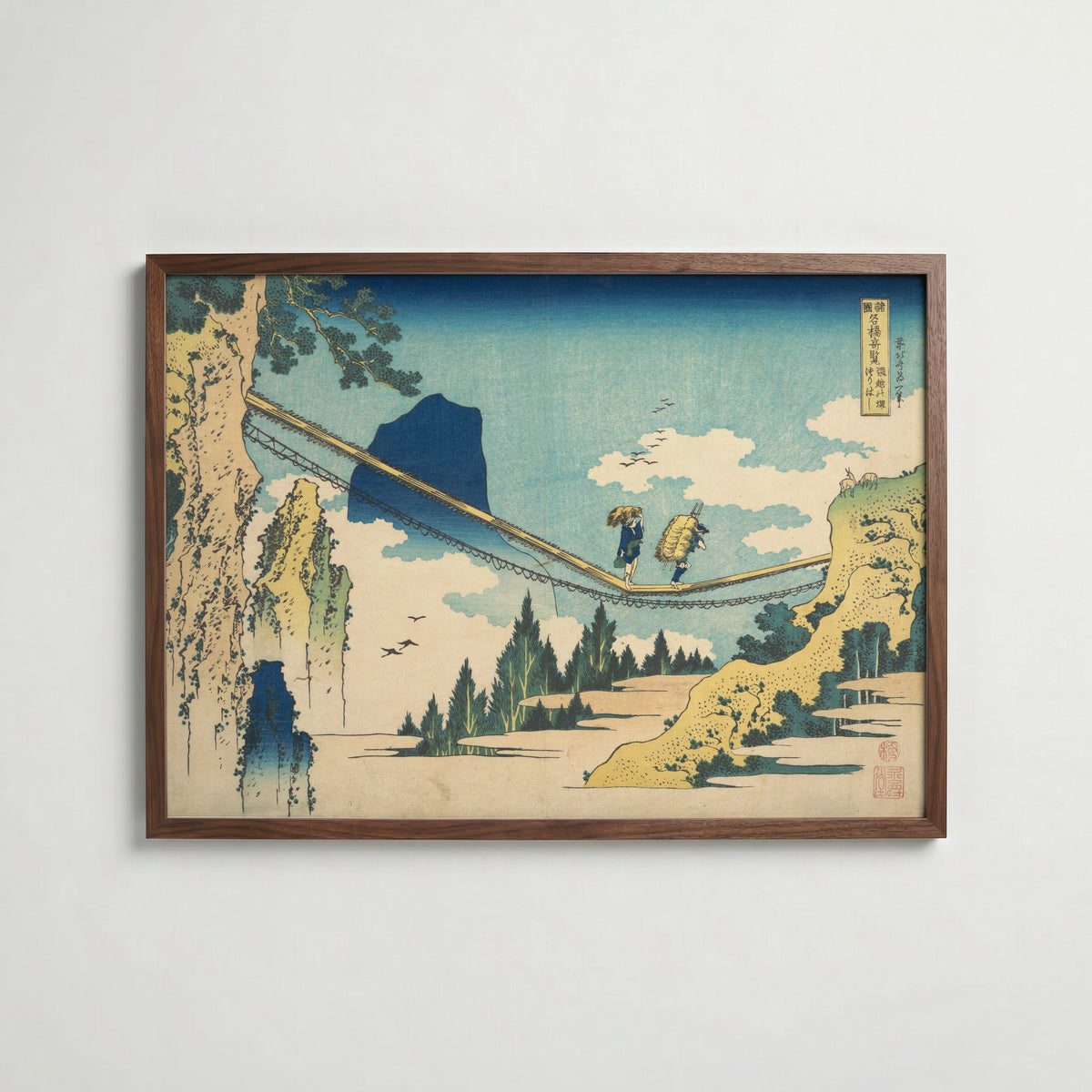 Katsushika Hokusai The Suspension Bridge between Hida and Etchu 1834 Poster – valnötsram