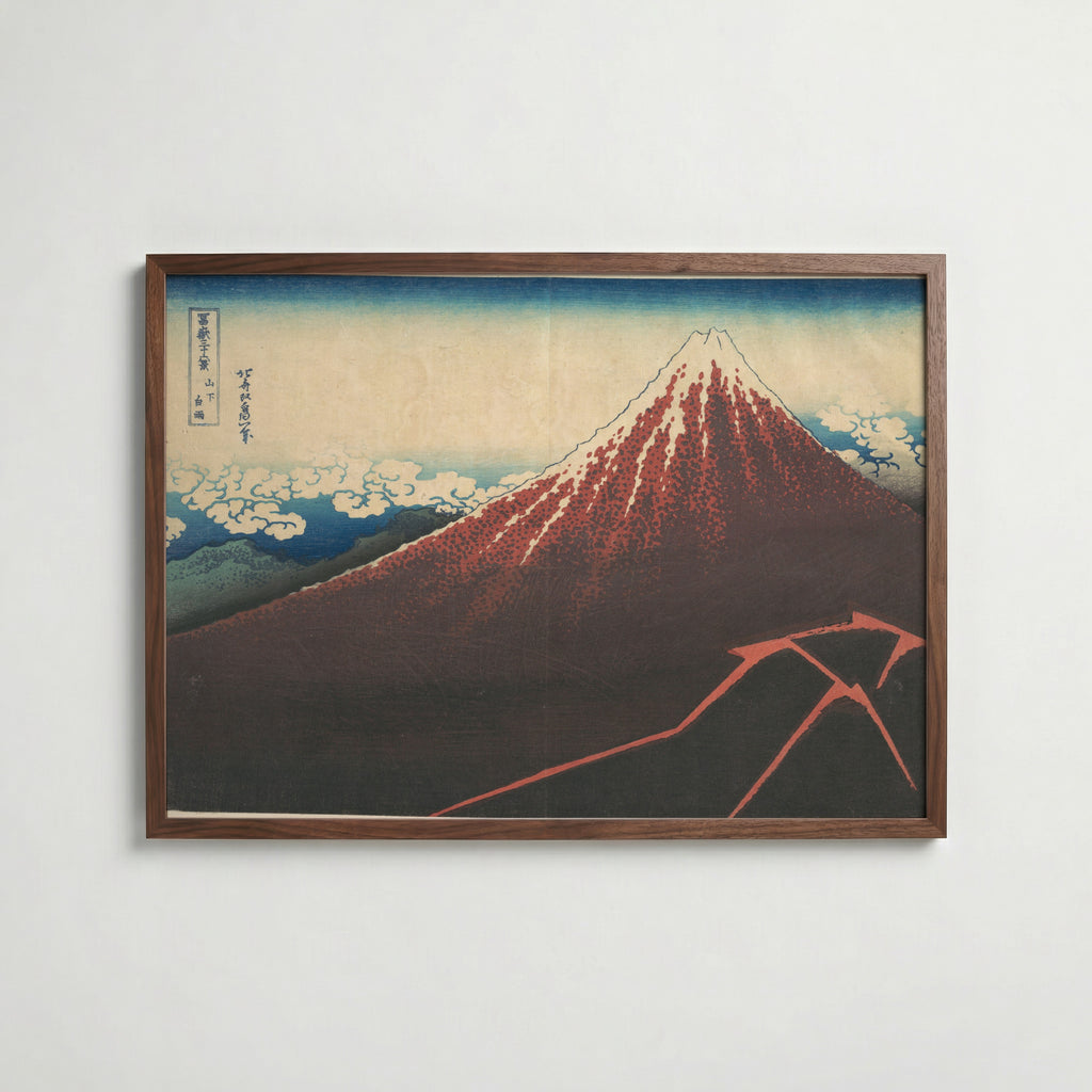 Katsushika Hokusai Thunderstorm Beneath the Summit 1831 Poster – valnötsram