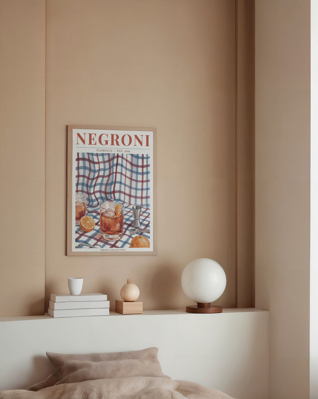 Negroni poster i stilrent hem med modern inredning – köp enkelt hos Bozetto i hög kvalitet