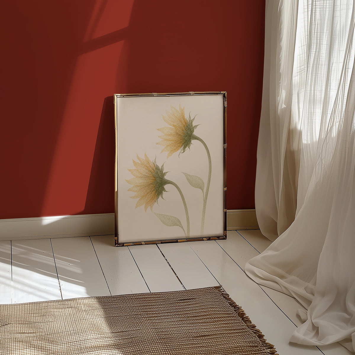 Golden Sunflower Pair poster i stilrent hem med modern inredning – köp enkelt hos Bozetto