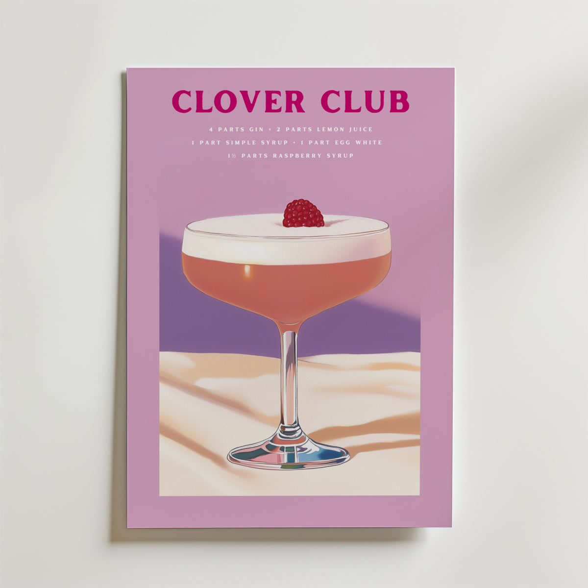 Clover Club Drink – stilfullt konsttryck från Bozetto, tryckt på matt finpapper i hög tryckkvalitet