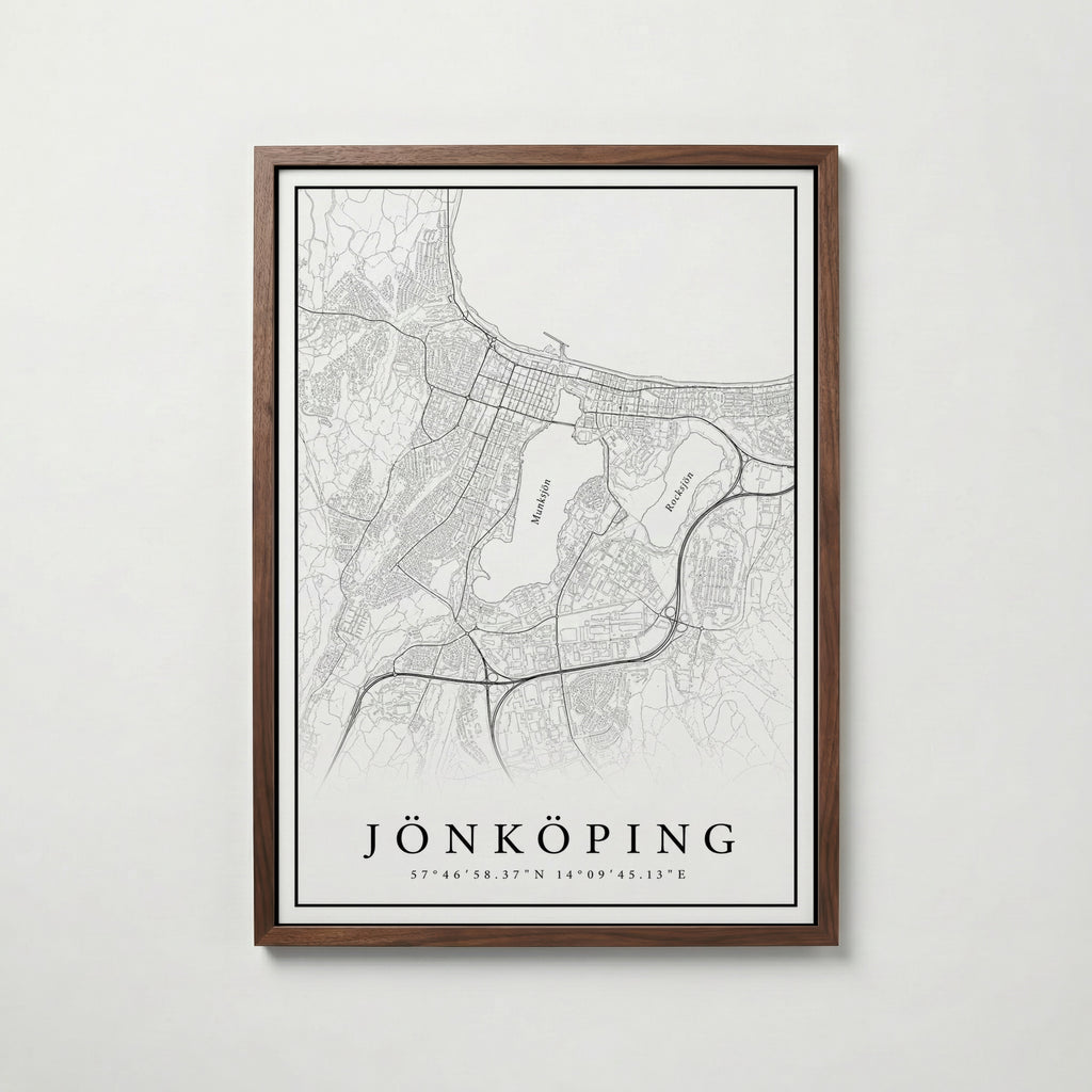 Jönköping Karta poster i flera storlekar – jämför mått och välj rätt hos Bozetto