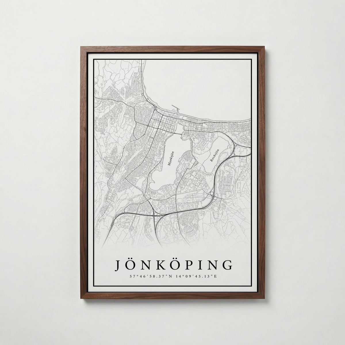 Jönköping Karta poster i flera storlekar – jämför mått och välj rätt hos Bozetto