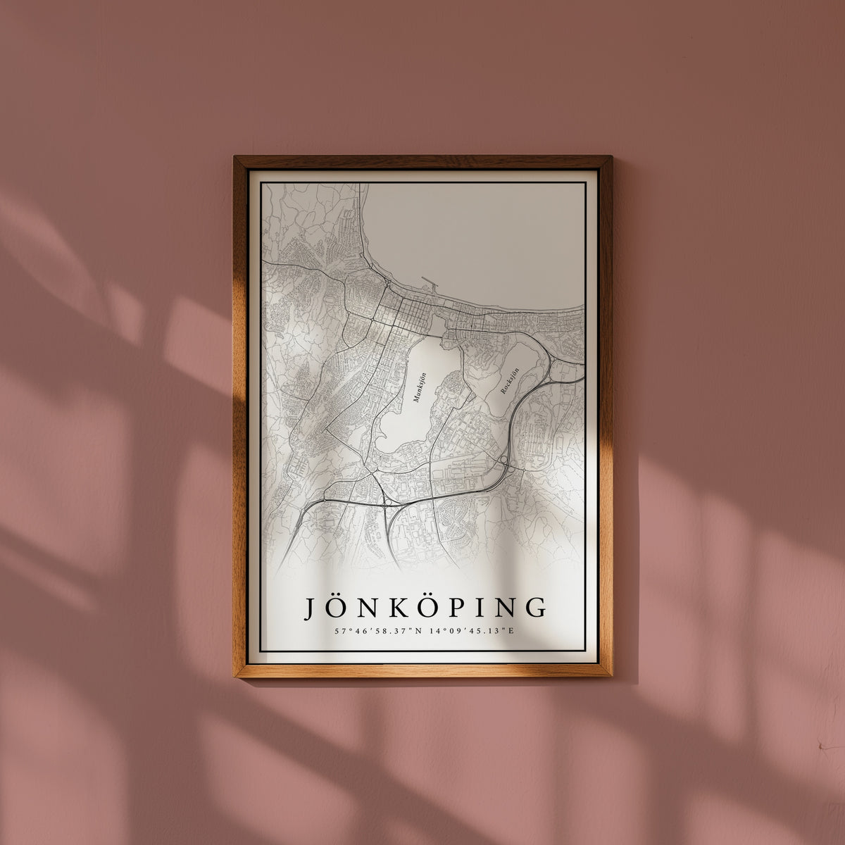 Jönköping Karta poster i stilrent hem med modern inredning – köp enkelt hos Bozetto