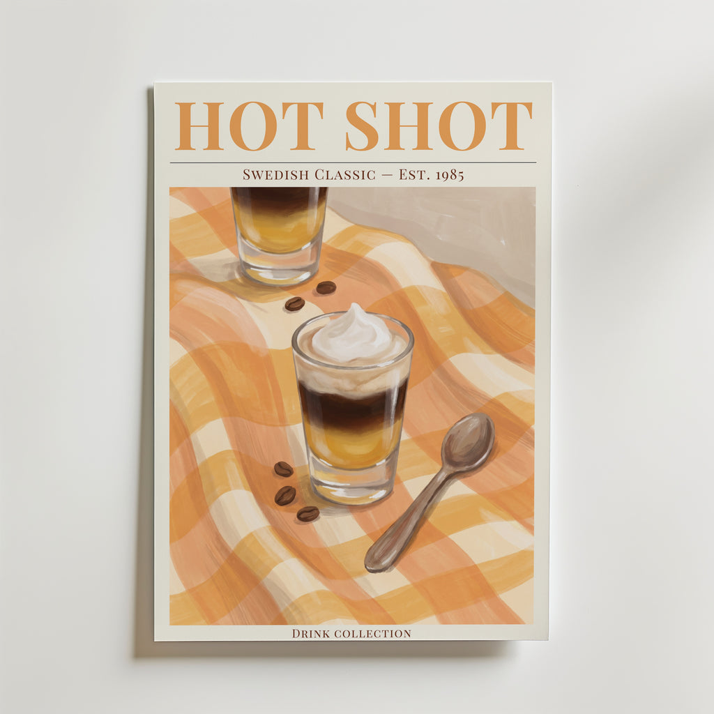 HOT SHOT affisch inramad i neutral ram – se hur konsttrycket ser ut, Bozetto i hög tryckkvalitet