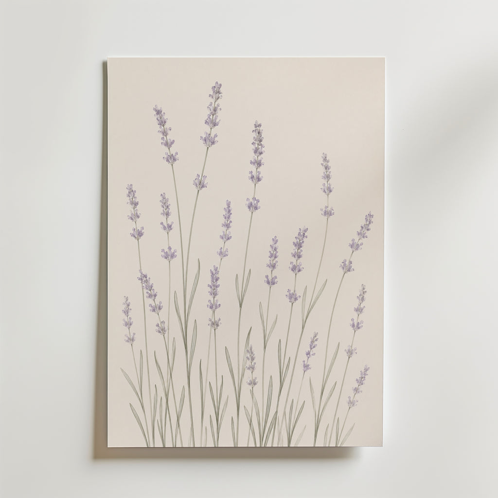 Slender Lavender Field affisch inramad i neutral ram – konsttryck från Bozetto – nr 1