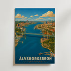 Älvsborgsbron affisch inramad i neutral ram – se hur konsttrycket ser ut, Bozetto