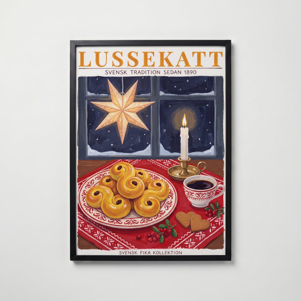 Lussekatt Poster – svart ram