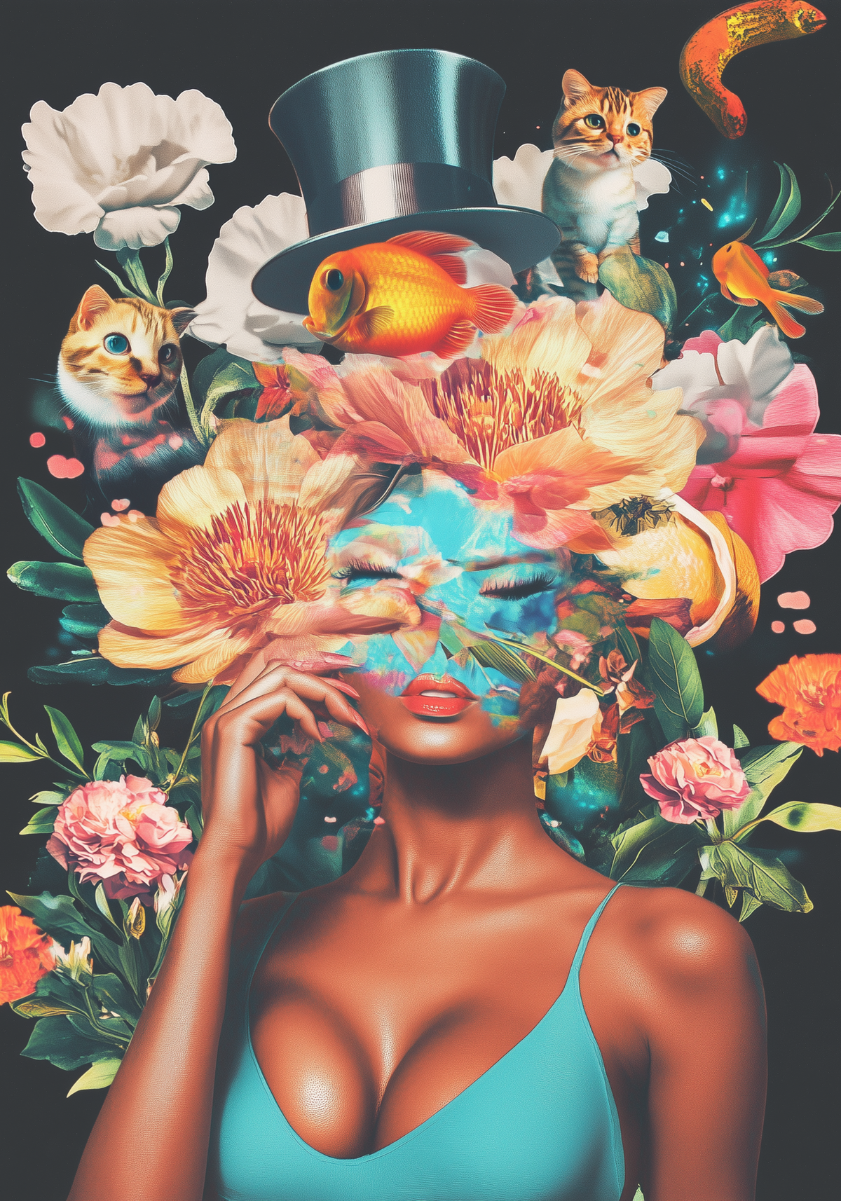 Floral Fantasy Portrait poster visad rakt fram – Bozetto affisch i hög tryckkvalitet