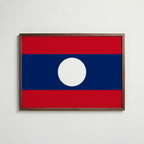 Laos National Flag Poster i valnötsram – varm konstaffisch för hemmet från Bozetto