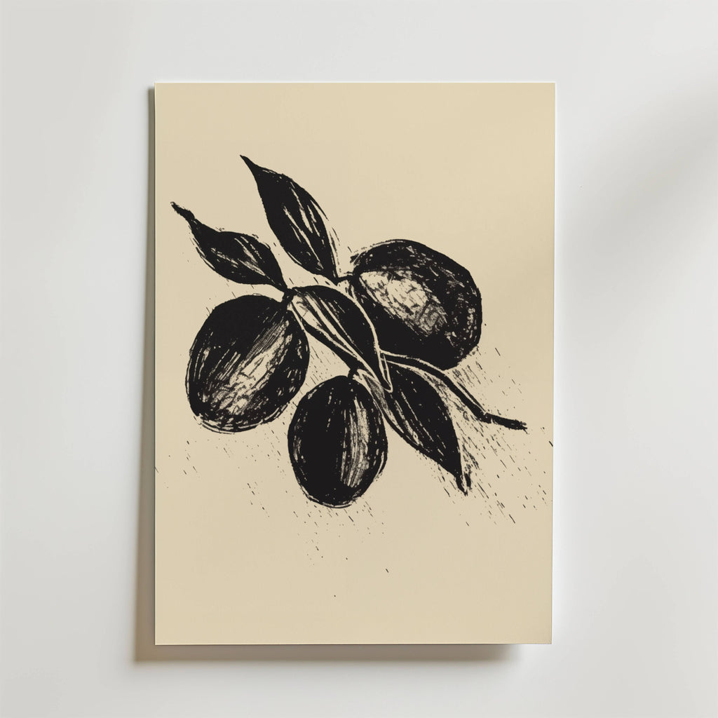 Olive Branch Sketch – stilfullt konsttryck från Bozetto, tryckt på matt finpapper