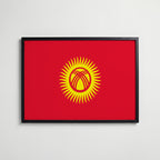 Kyrgyzstan National Flag Poster i svart ram – stilren konsttryck som väggdekor från Bozetto