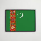 Turkmenistan National Flag Poster i svart ram – stilren konsttryck som väggdekor från Bozetto