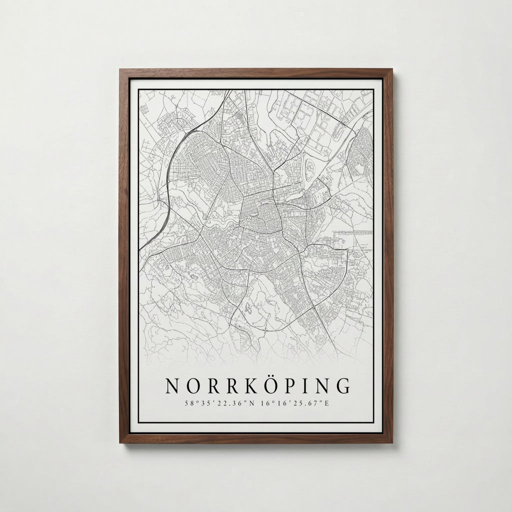 Norrköping Karta poster i flera storlekar – jämför mått och välj rätt hos Bozetto