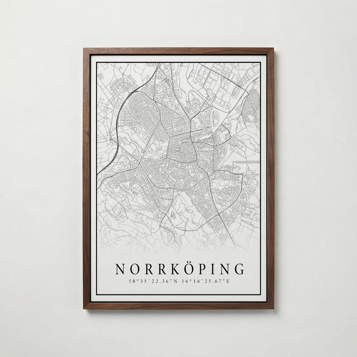 Norrköping Karta poster i flera storlekar – jämför mått och välj rätt hos Bozetto