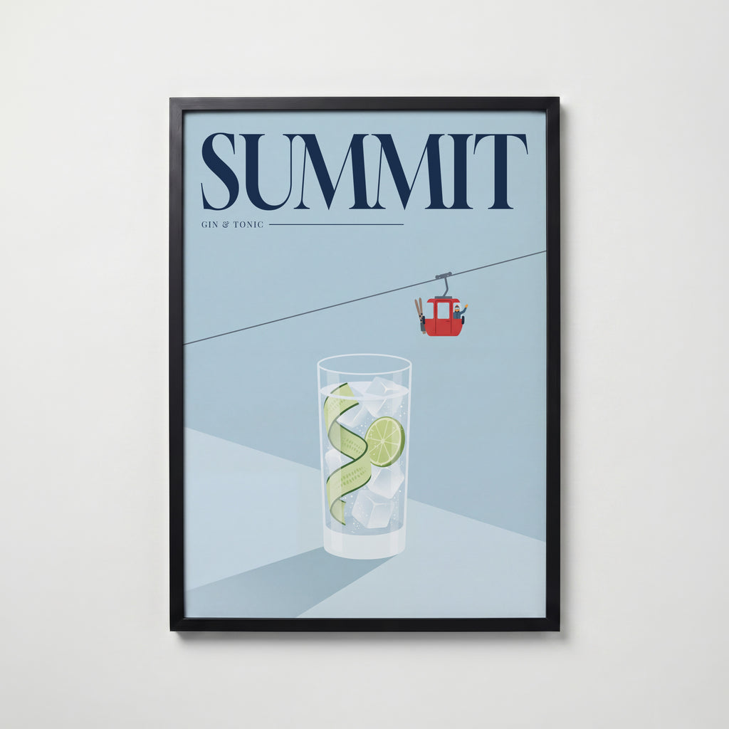 Gondola Gin Hour Poster – svart ram