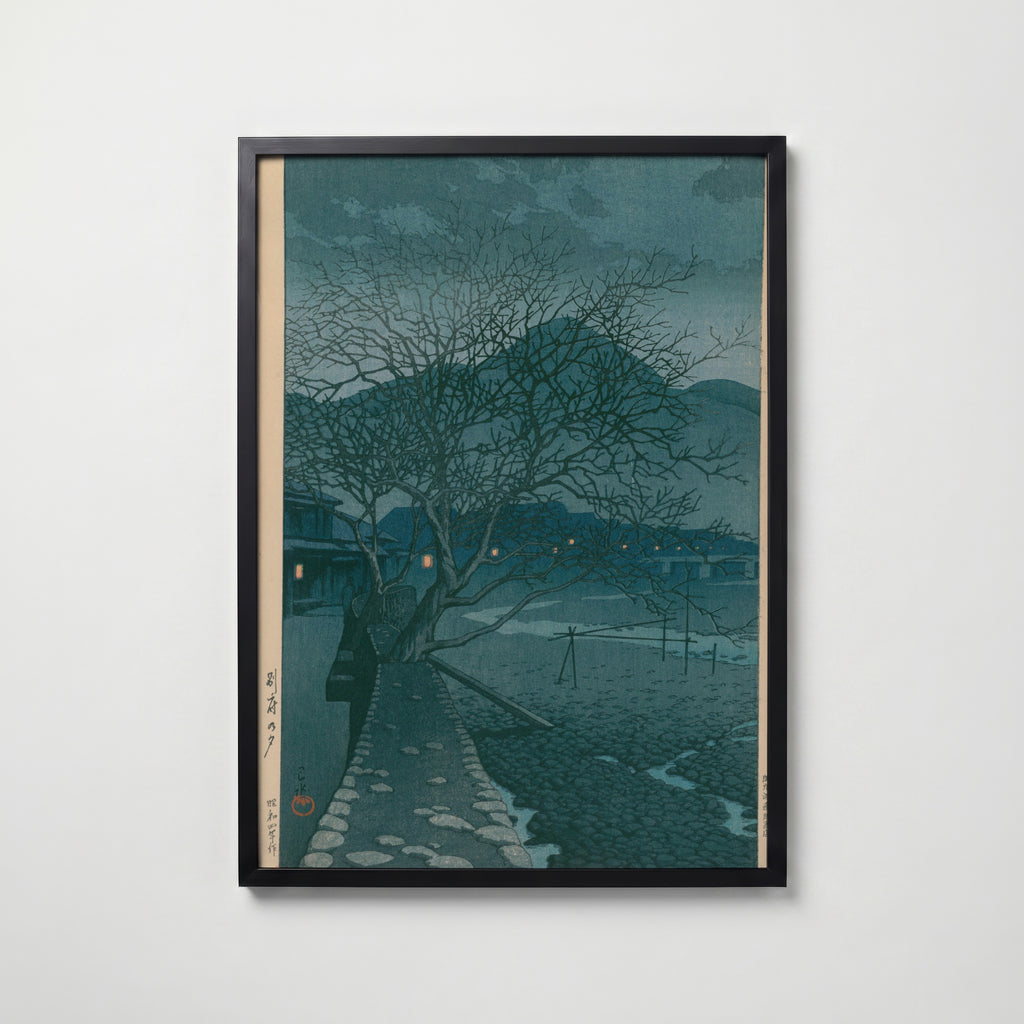Hasui Kawase Evening in Beppu 1929 Poster – svart ram