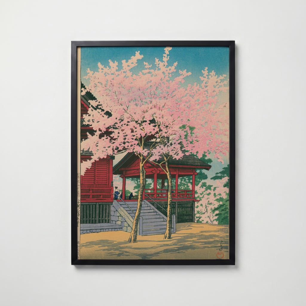 Hasui Kawase Kiyomizu-do Temple in Ueno 1928 Poster – svart ram