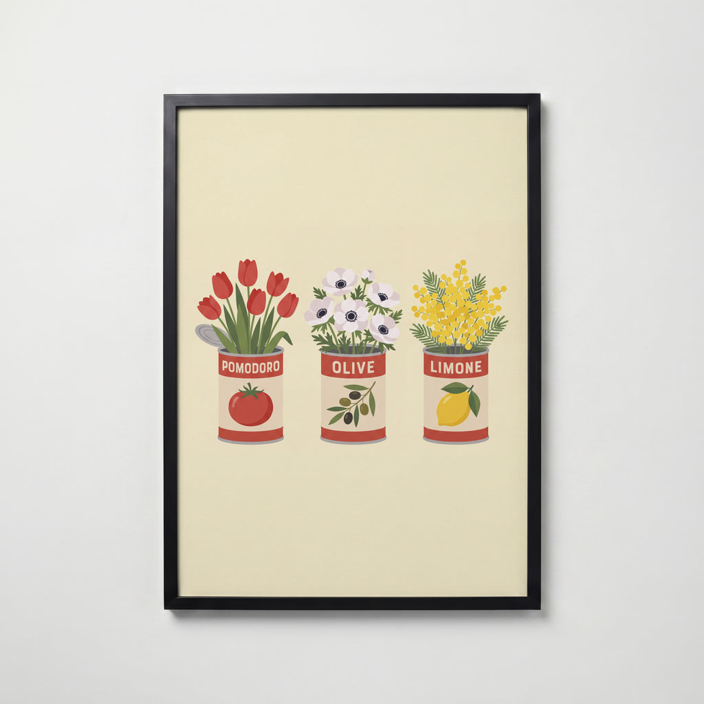 Pantry Bloom Trio Poster – svart ram