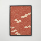 Red Waves and Clouds Poster – svart ram