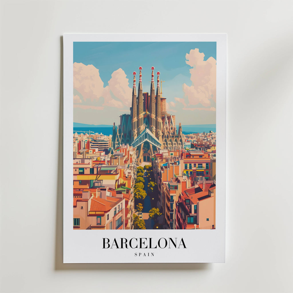 The Barcelona – stilfullt konsttryck från Bozetto, tryckt på matt finpapper i hög tryckkvalitet