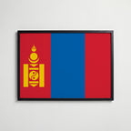 Mongolia National Flag Poster i svart ram – stilren konsttryck som väggdekor från Bozetto