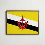 Brunei National Flag Poster i valnötsram – varm konstaffisch för hemmet från Bozetto