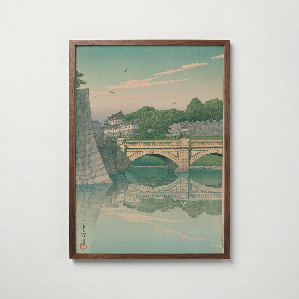 Hasui Kawase Morning at Nijubashi Bridge 1930 Poster – valnötsram