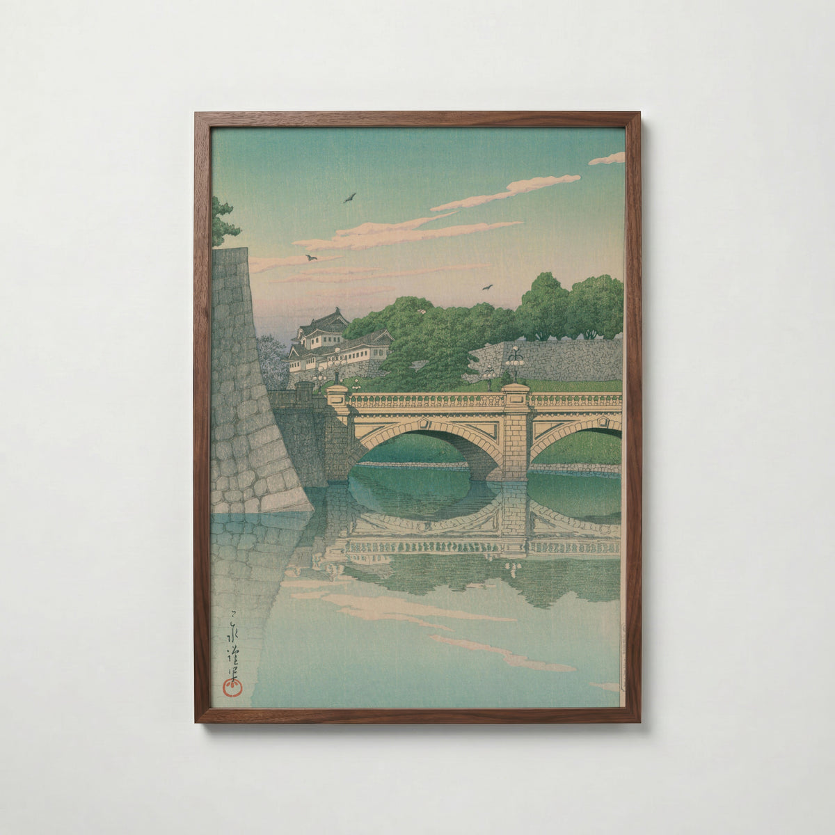 Hasui Kawase Morning at Nijubashi Bridge 1930 Poster – valnötsram