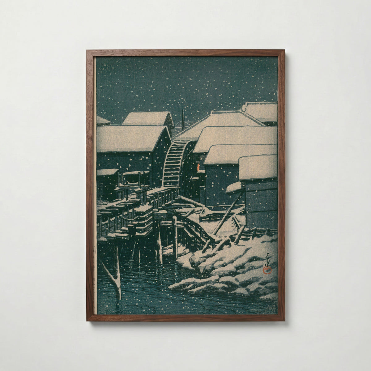 Hasui Kawase Snow at Sekiguchi 1932 Poster – valnötsram
