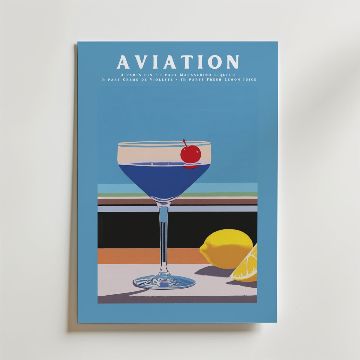 Aviation No.2 Drink – stilfullt konsttryck från Bozetto, tryckt på matt finpapper