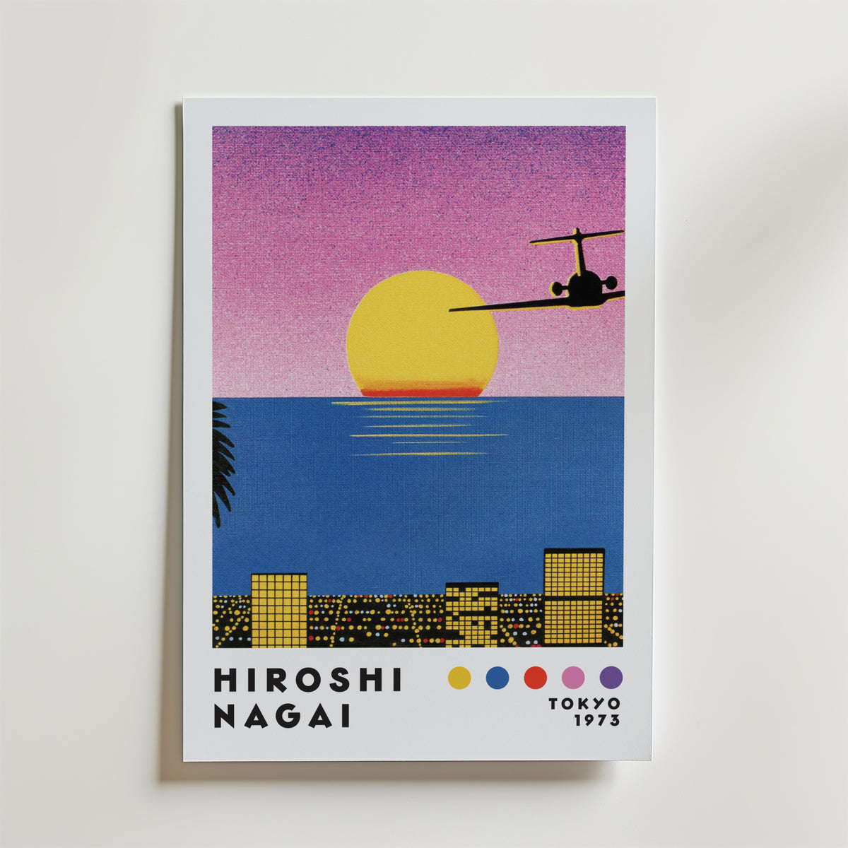 Mockup av Hiroshi Nagai Sunset affisch på vägg – köp enkelt hos Bozetto i hög kvalitet