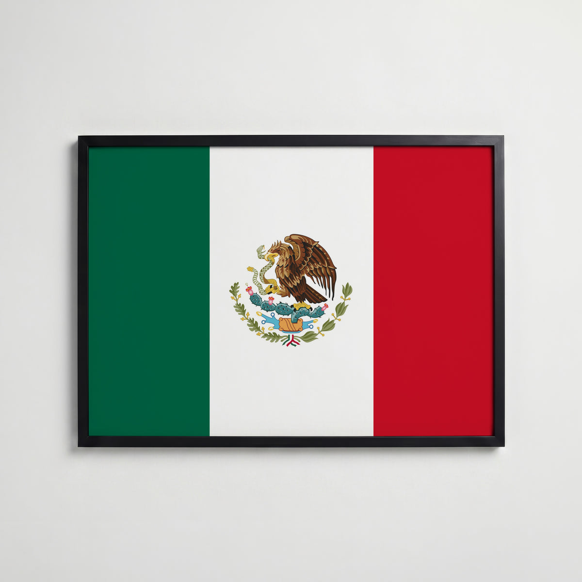 Mexico National Flag Poster i svart ram – stilren konsttryck som väggdekor från Bozetto