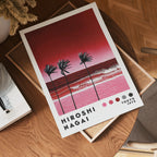 Väggmockup med Hiroshi Nagai Crimson Coast – köp enkelt hos Bozetto affisch i hög kvalitet
