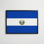 El Salvador National Flag Poster i svart ram – stilren konsttryck som väggdekor från Bozetto