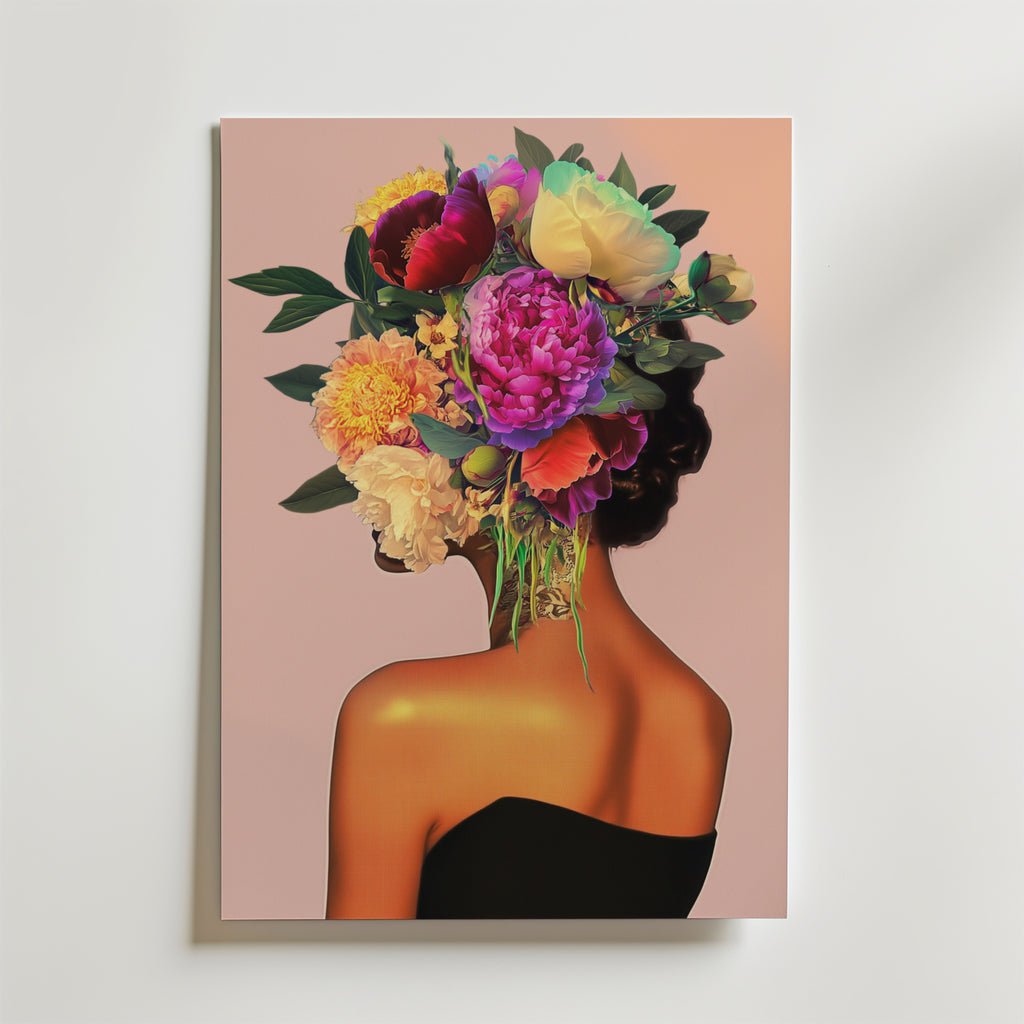 Floral Hair Portrait – stilfullt konsttryck från Bozetto, tryckt på matt finpapper
