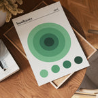 Bauhaus Green Circles poster visad rakt fram – Bozetto affisch i hög tryckkvalitet
