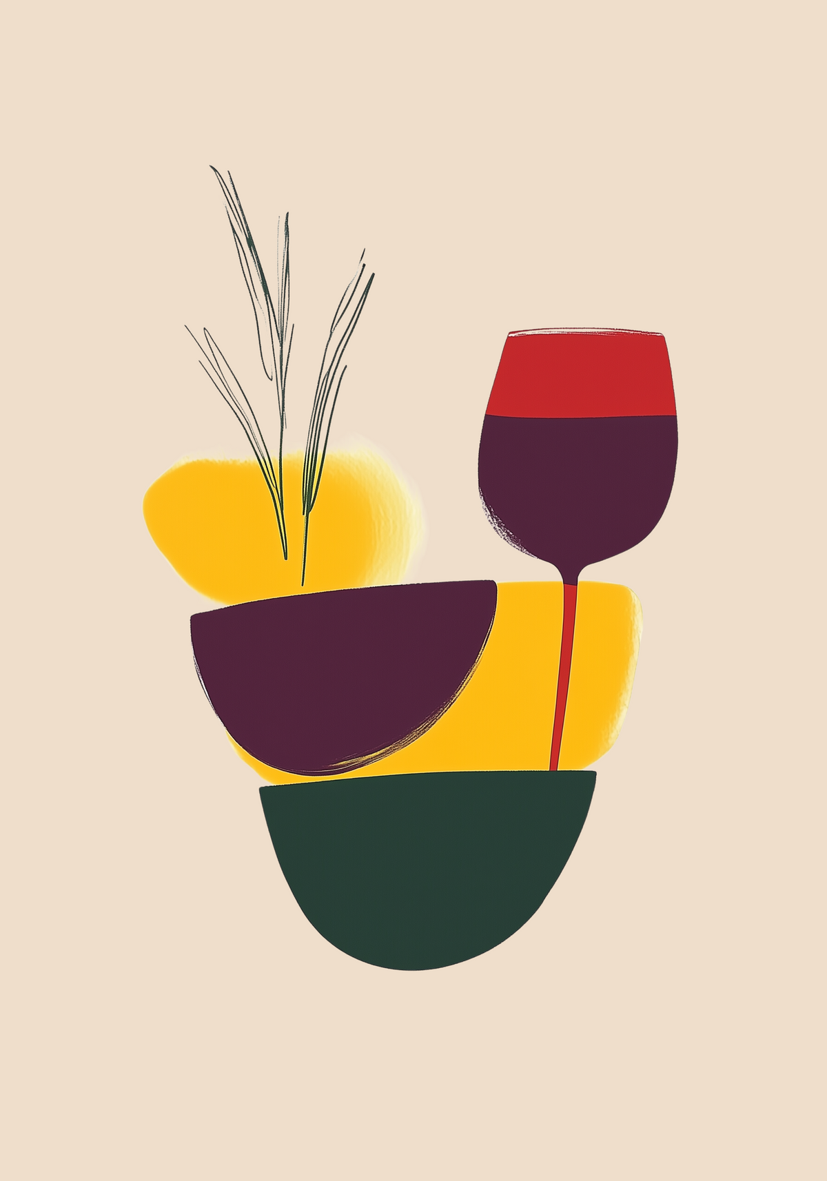 Stacked Wine & Shapes – affisch med snyggt motiv, köp enkelt hos Bozetto i flera storlekar