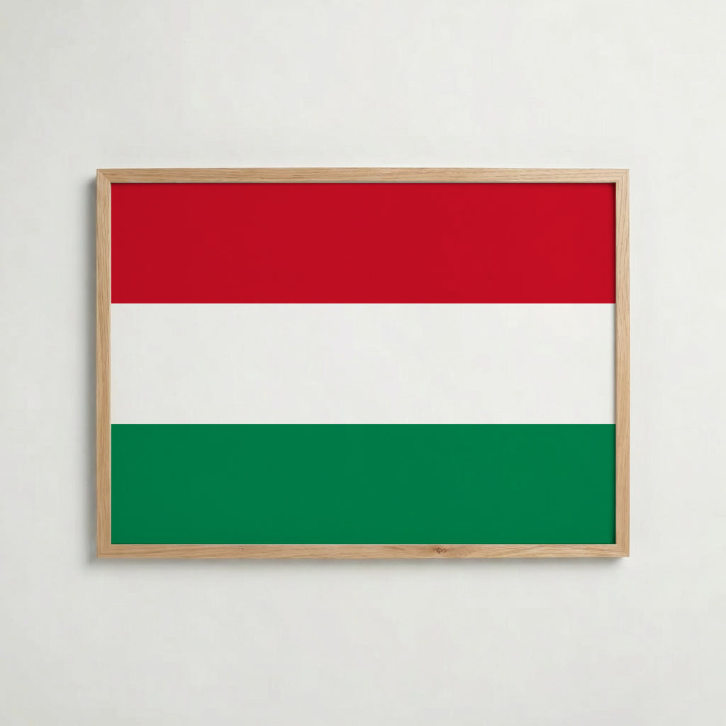 Hungary National Flag Poster i ekram – inramad konsttryck för stilren inredning hos Bozetto