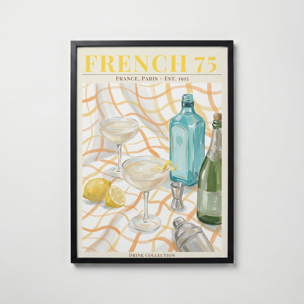 French 75 affisch i modern svart ram – stark kontrast och stil, Bozetto poster i hög tryckkvalitet